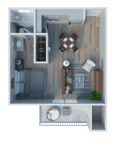 Floor plan for studio, 1 bath, 415 sqft